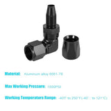12AN 90 Degree Hose End Fitting Elbow Low Profile Forged Swivel Aluminum for Teflon Hose Only