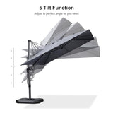 PURPLE LEAF 9' X 12' Right-left Tilt Patio Umbrella with Base Outdoor Cantilever Swivel Rectangle Umbrella Offset Umbrella, Light Grey