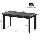 Frmobepts 63 Inch Farmhouse Dining Table, Wood Rustic Kitchen Table, Large Wooden Rectangular Dinner Table for Dining Room (Black)