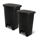 2 Pack | Plastic Kitchen Waste Bin with Odor Protection of Lid | Hands Free with Step On Foot Pedal and Garbage Bag Rings