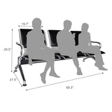3-Seat Office Reception Guest Chairs for Office, Hospital, Airport, Bank & Lobby,