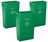 Alpine 23 Gallon Slim Trash Can - Open Top 3 Pack Slender Green Recycle Bin