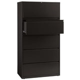 Hirsh 36 in W 5 Drawer Lateral File Cabinet, Black