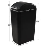 Ramddy 3.5 Gallon Plastic Slim Trash Can, Black Modern Wastebasket, 14 Liter Commercial Garbage Bin