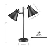 Globe Electric 18" 2-Light Desk Lamp, Industrial Design, Pivoting Heads