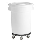 Round Trash Can with Lid and Dolly Rolling Waste Container, Ingredient Bin, Heavy-Duty Plastic, Anti-Static, Kitchen