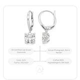 1/2 to 4 Carat Lab Grown Diamond Round Dangle Drop Earrings