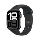 Apple Watch Series 10 [GPS + Cellular 46mm case] Smartwatch with Jet Black Aluminum Case with Black Sport Band - M/L. Fitness Tracker, ECG App, Always-On Retina Display, Water Resistant
