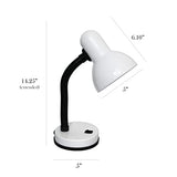 Simple Designs LD1003-WHT Basic Metal Desk Lamp with Flexible Hose Neck for Office, Living Room, Bedroom, College Dorm, Bookshelf, White (Pack of 1)