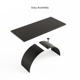 Executive Desk, Black Top Desk Modern Home Desk with Arched Design Legs for Study, Office