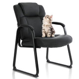 CLATINA Big and Tall Office Chair 500lbs Leather Reception Chair with Bonded Padded Armrest Wide Seat Sled Base Desk Chair