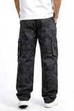 GINGTTO Camo Cargo Pants for Men Black Baggy Wide Leg Fashion Y2K Streetwear Drawstring Stretch 34