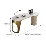 zhongxlla Standing Desk, Modern Study PC Desk with Storage, High Gloss Rock Slab Writing Workstation