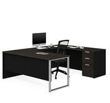Concept Plus 72W U-Shaped Executive Desk with Pedestal in deep Grey & Black