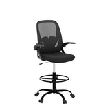 Primy Drafting Chair Tall Office Chair with Flip-up Armrests Executive Ergonomic Computer Standing Desk Chair (Black)
