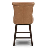 CHITA 26" Counter Height Swivel Bar Stools, Saddle Brown Faux Leather, 2-Pack