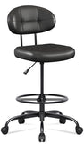 Misolant Drafting Chair Without Arms, Tall Office Chair with Footrest Ring for Standing Desk, Small Faux Leather Executive Office Chair, Black