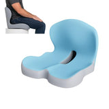 GueYi Orthopedic Seat Cushion – L-Shaped Lumbar Support Memory Foam Comfort for Long Sitting, Ergonomic Support for Office Chair, Wheelchair, Car & Travel (Blue,1)