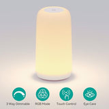 ROOTRO Touch Bedside Table Lamp, [Sleek Design & RGB Mode] 3 Way Dimmable Small Lamp for Bedroom, LED Lamp