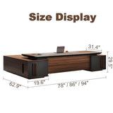 ZYUHANG 94 inch Luxury L Shaped Executive Desk with 4 Drawers