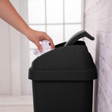 Sterilite Swing Top Wastebasket, Trash Can, 13 Gallon, Black, 16-Pack