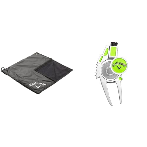 Callaway Golf Accessories Kit with 2-in-1 Golf Towel and Golf Bag Cover and 4-in-1 Golf Divot Repair Tool