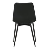 Armen Living Monte Mid Century Modern Dining Accent Chair for Table Kitchen Desk Vanity in Black Faux Leather with Black Metal Legs