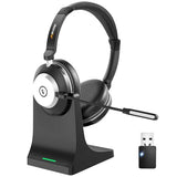 Wireless Headset with Mic for Work, Bluetooth Headset with Microphone (Noise Cancelling & Mute Button