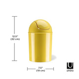 Umbra 1.25 Gallon Mini Waste Can with Removable Swing-Top Lid - Small Garbage Bin for Kitchen, Bathroom, Bedroom, Office - Yellow