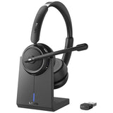 Wireless Headset with Mic for Work, Bluetooth Headset with Microphone (Noise Cancelling & Mute Button