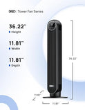 DREO Tower Fan for Bedroom, 2026 Upgraded DC Motor, 28ft/s High Velocity, 20dB Ultra Quiet Standing Fan, 8 Speeds 4 Modes, 90° Oscillating Bladeless Fan for Indoors, Floor Fans with Remote, Black