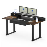 4-Leg Standing Desk with Storage Electric Adjustable Height with 3 Drawers & Shelving Home Office