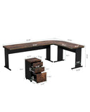 LITTLE TREE 83 Inch L-Shaped Office Desk with Drawers, Large Executive Office Desk