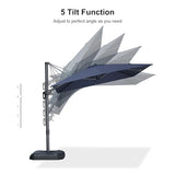 PURPLE LEAF 8' X 8' Left-right Tilting Patio Umbrella Outdoor Cantilever Swivel Square Umbrella Aluminum Offset Umbrella with 360-degree Rotation for Garden Deck Pool Patio Navy Blue