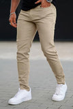 GINGTTO Skinny Jeans Men Tapered Leg Khaki Jeans for Men Elastic Waist Athletic 28