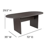 Flash Furniture 5 Piece Rustic Gray Oval Conference Table Set with 4 Black and Chrome LeatherSoft Executive Chairs