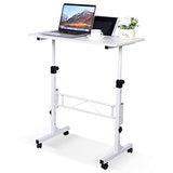 Standing Desk Adjustable Height, Mobile Stand Up Desk with Wheels Small Computer Desk Rolling Desk