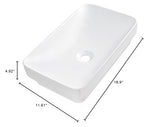 DeerValley Bathroom Vessel Sink, 19.29'' x 11.81'' x 4.72'' Semi Recessed Bathroom Sink Rectangular White Ceramic Sinks for Bathroom Modern Bath Sink Bowl Vanity Sinks Above Counter Basin DV-1V0047