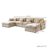 WJShome Cloud Couch Modular Sectional Sofa for Living Room, Down Filled 160" U Shaped Couch with Ottoman