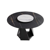 Montary 7 Piece Modern Dining Table Chairs Set of 6, Round 53" D Faux Marble