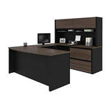 Bestar Connexion 72W U-Shaped Executive Desk with Lateral File Cabinet