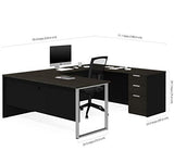 Concept Plus 72W U-Shaped Executive Desk with Pedestal in deep Grey & Black