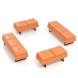 10-Seat Reception Chairs - Waiting Room Chair with Thickened Cushion PU Leather Living Room Bench