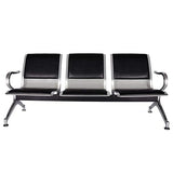 3-Seat Waiting Room Bench - PU Leather Waiting Room Chairs with Arms & Non-Slip Foot Mats