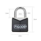Small and Light Padlock with Big Keys, Black Covered Aluminum Lock, 3/4 Inch Wide, Luggage Padlocks for Suitcase