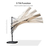 PURPLE LEAF 6.5' X 10' Left-right Tilt Patio Umbrella with Base Outdoor Cantilever Swivel Rectangle Umbrella Aluminum, Beige