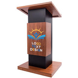 47’’ Wooden Podium Stand with Wheels, Portable Lectern Churches with 15 MM Particle Board, Pulpits Stand with Storage