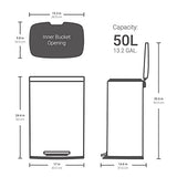 50L/13Gal Heavy Duty Hands-Free Stainless Steel Commercial/Kitchen Step Trash Can, Fingerprint-Resistant Soft Close Lid QUALIAZERO