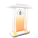 Customized Clear Church Pulpit with Wheels, 46”Transparent Church Podium