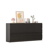 12 Drawers Dresser with Charging Station, Modern Large Dresser with 12 Handle Free Drawers